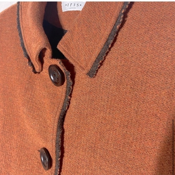 Iris Setlakwe Orange Wool Short Sleeve Button Up Blazer Jacket 8 - Picture 9 of 13